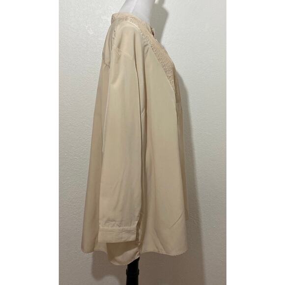 Roaman's Size 32W Light Brown Tan Tuxedo Front Tunic/Blouse Long Sleeve Casual - Picture 5 of 9